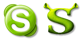 Skype- und Shrek-Logo