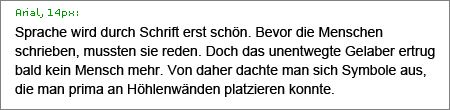 Schriftprobe Arial