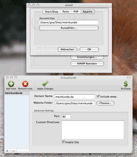 MAMP und VirtualHostX