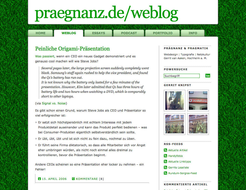 Screenshot von praegnanz.de v2