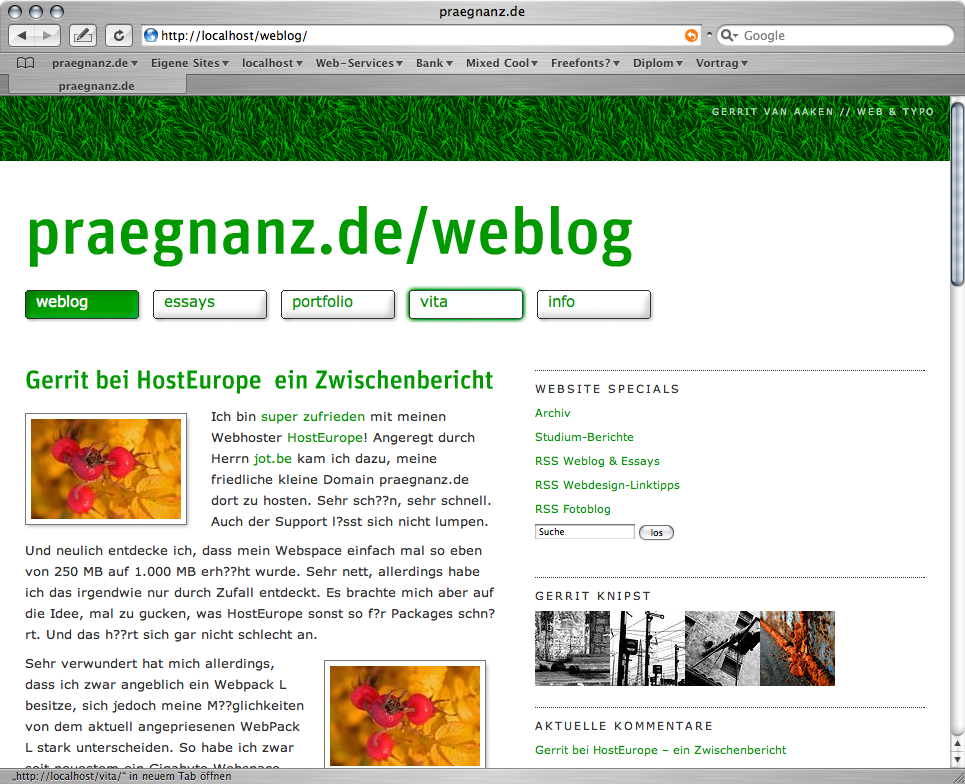 Screenshot von praegnanz.de v2.5