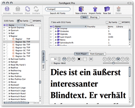 Screenshot von FontAgent Pro